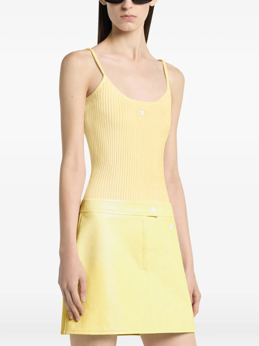 Courrèges Ribgebreide tanktop Geel