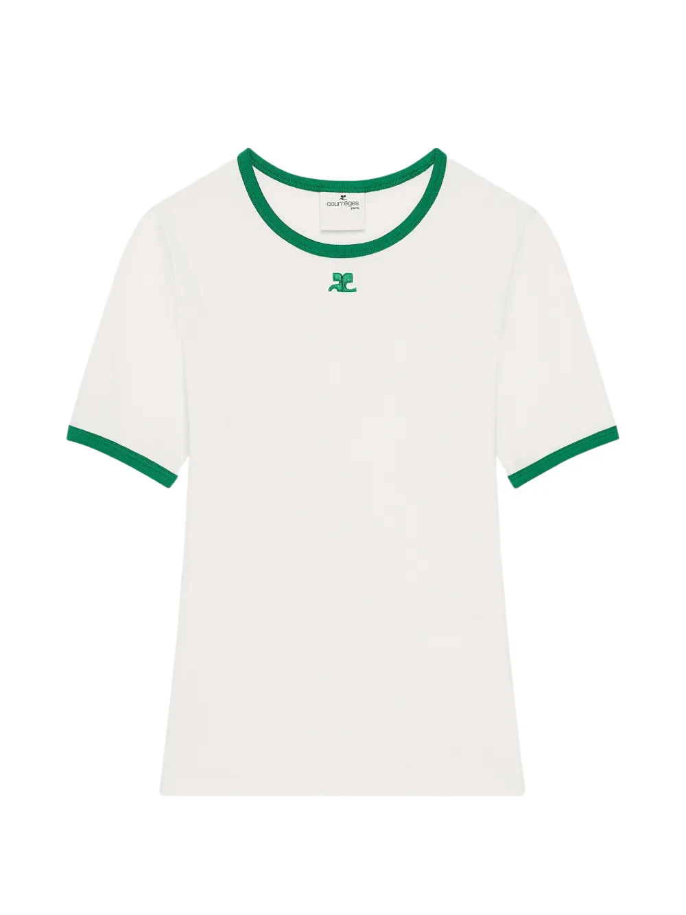 Courrèges logo-embroidered contrast-trim T-shirt - Bianco