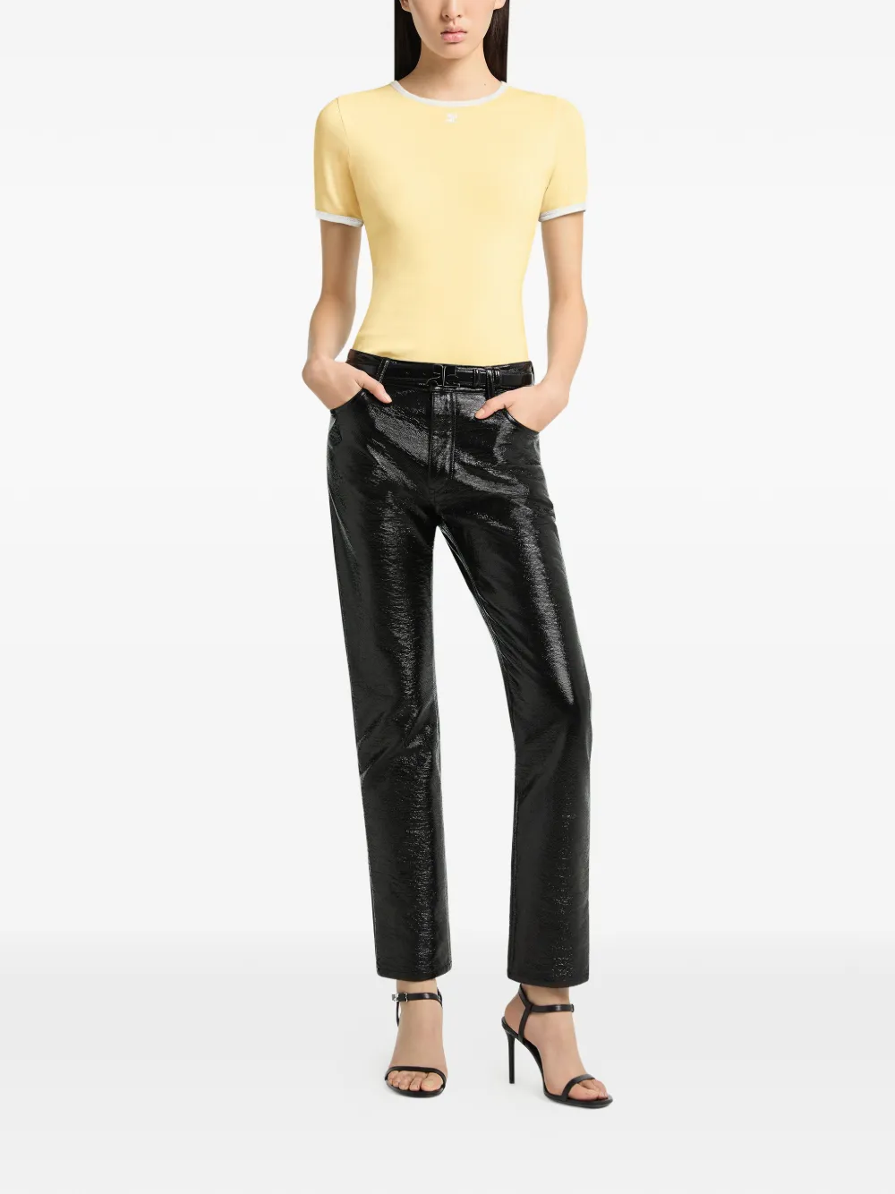 Courrèges T-shirt met contrasterende afwerking Geel