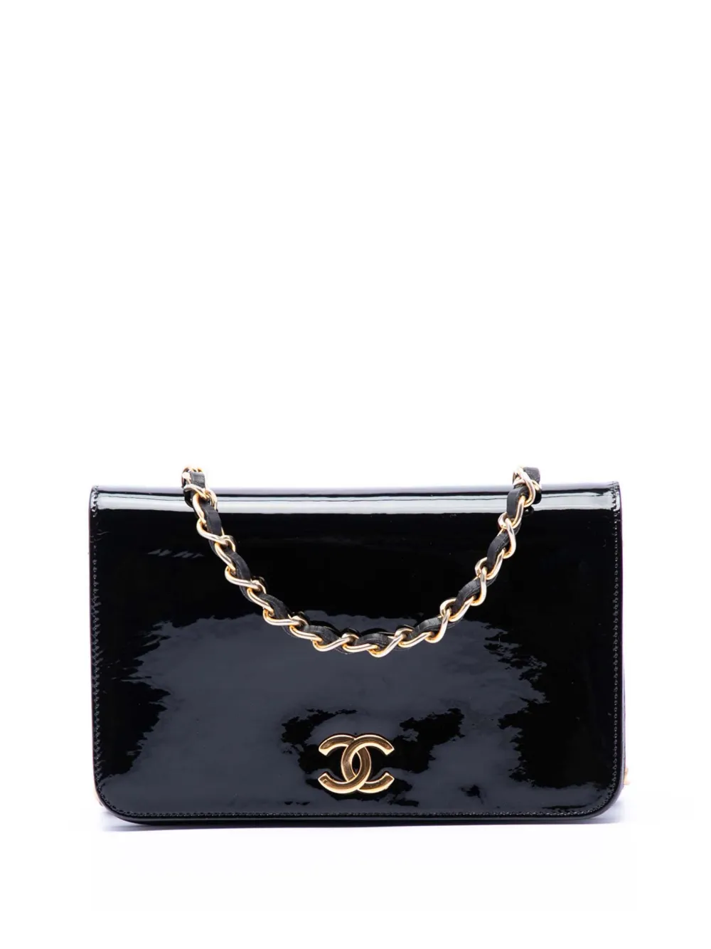 CHANEL Pre-Owned 1984-1986 CC Patent Wallet On Chain shoulder bag - Nero