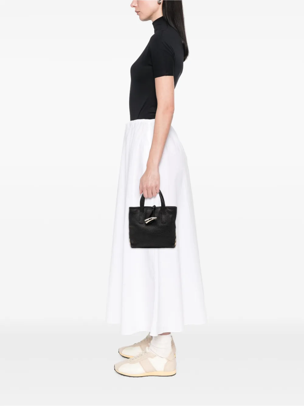  Burberry Pre-owned Borsa Tote In Pelle Di Vitello Con Dettaglio A Forma Di Corno E Finiture Con Motivo House Check 2018-2023 - Nero 