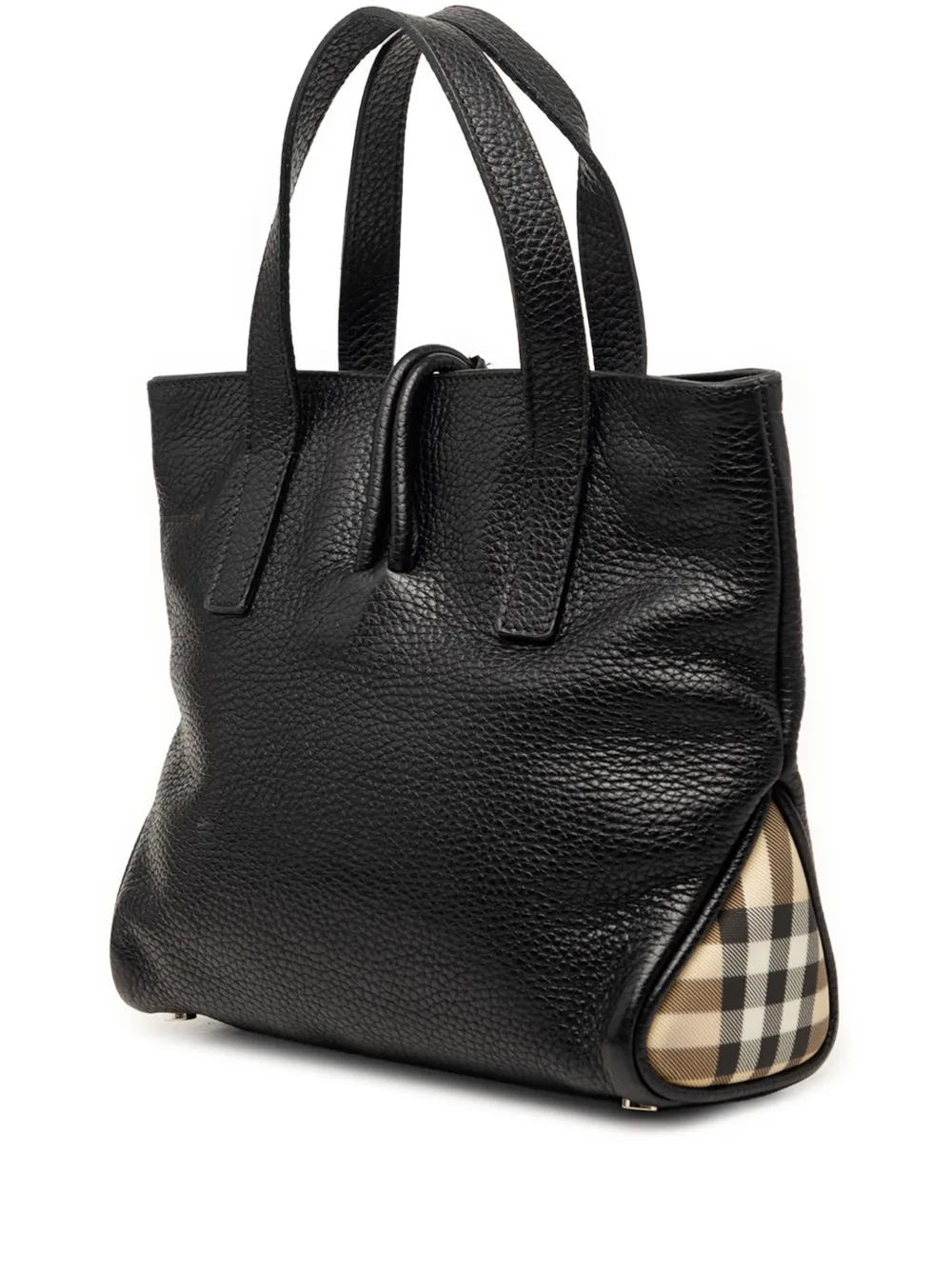  Burberry Pre-owned Borsa Tote In Pelle Di Vitello Con Dettaglio A Forma Di Corno E Finiture Con Motivo House Check 2018-2023 - Nero 