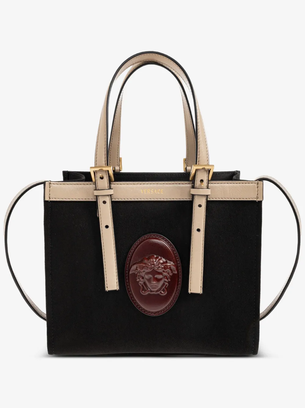 Versace Rivière mini canvas tote | Black | Image 1