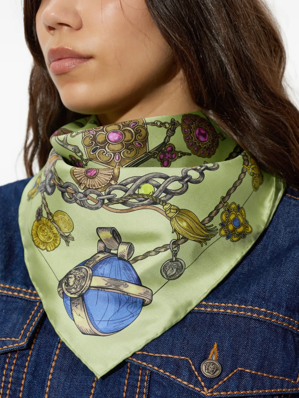 Versace Sjaal met Broken Jewels-print Groen