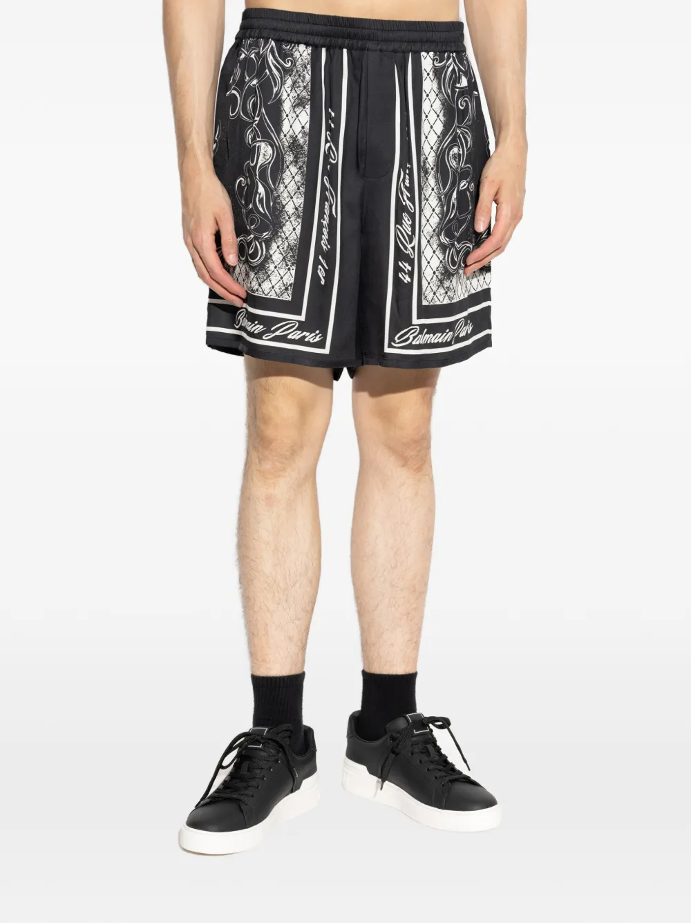 Balmain logoprint shorts van zijdeblend Zwart