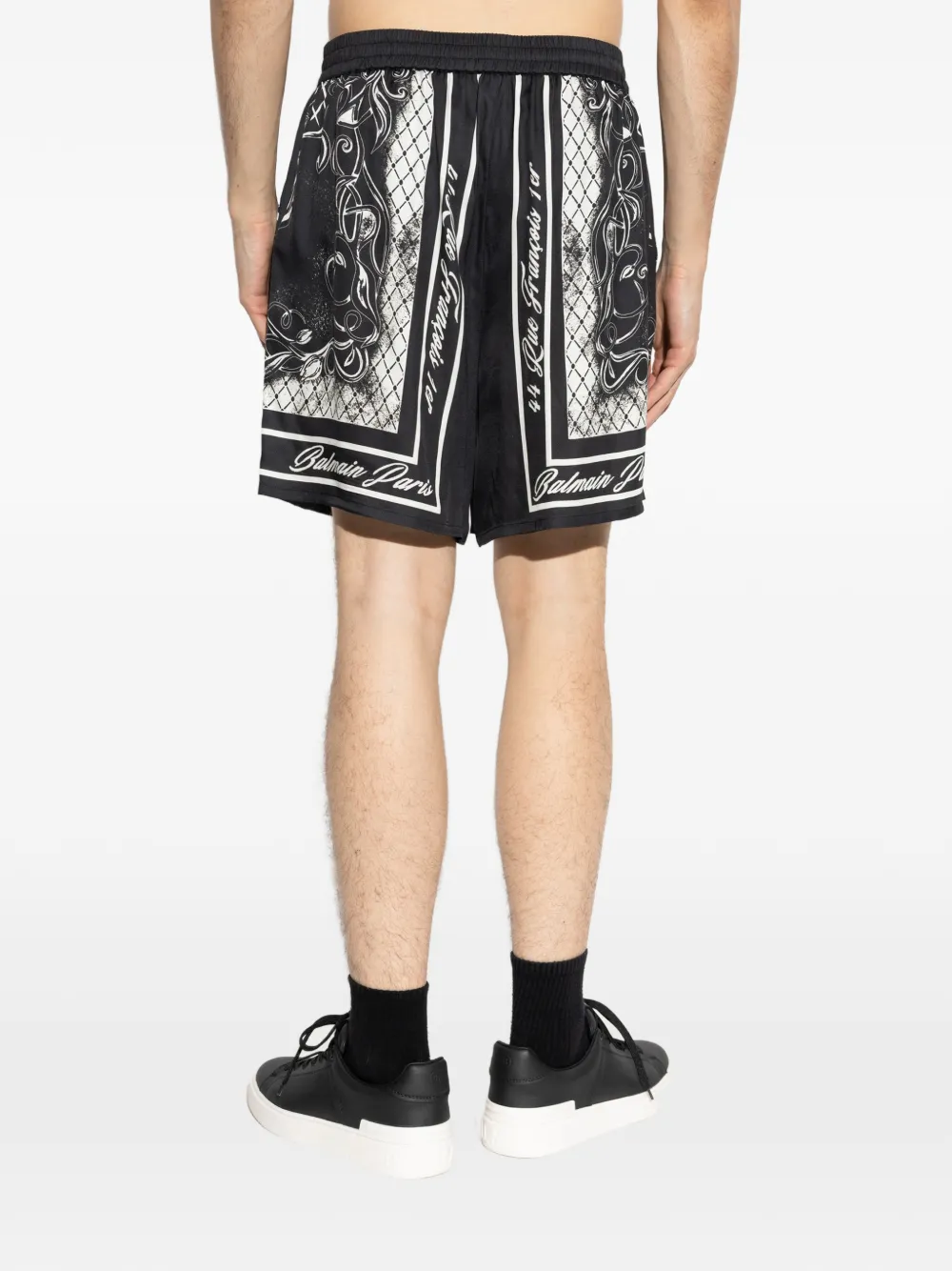Balmain logoprint shorts van zijdeblend Zwart