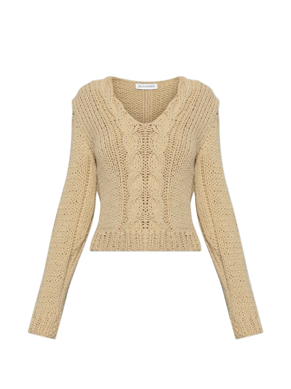 Jil Sander cable-knit V-neck sweater - Neutrals