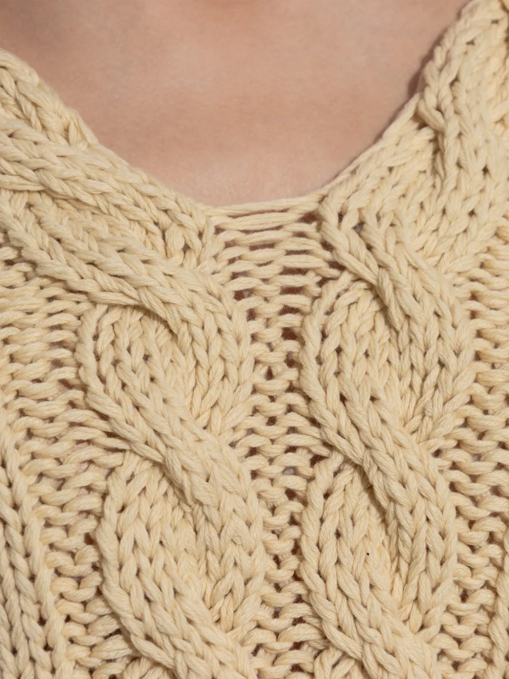 Jil Sander Kabelgebreide trui met V-hals Beige