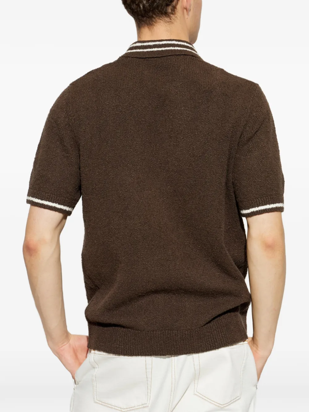 SAMSOE Sapedro poloshirt met gestreepte afwerking Bruin