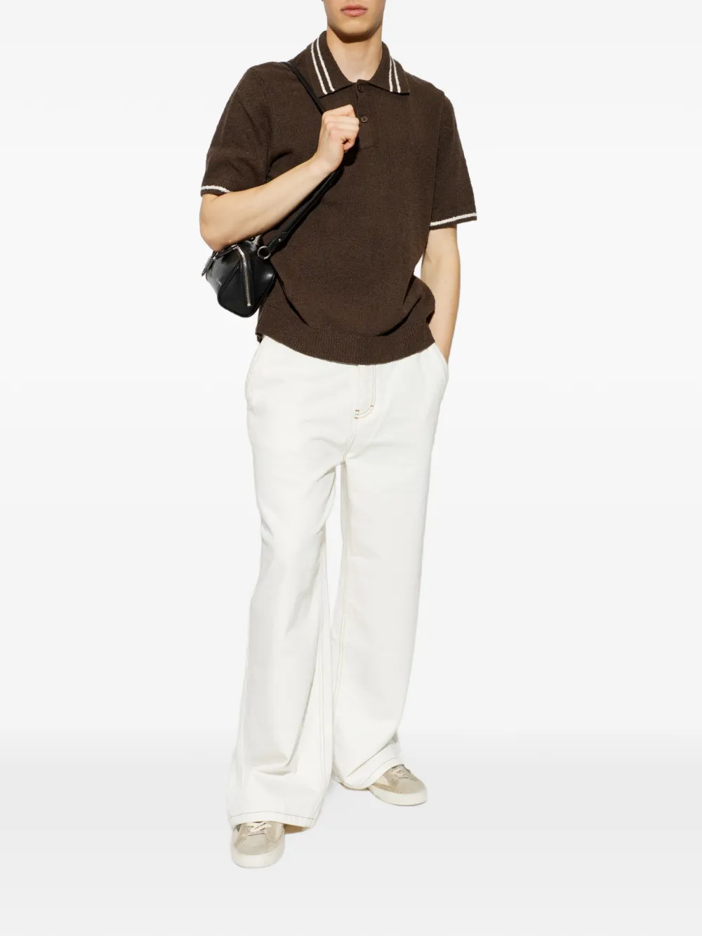 SAMSOE Sapedro poloshirt met gestreepte afwerking Bruin