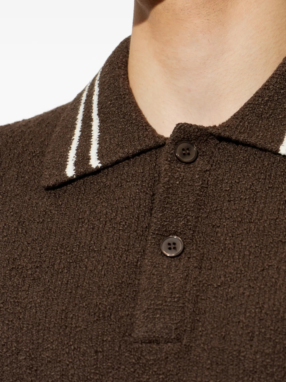SAMSOE Sapedro poloshirt met gestreepte afwerking Bruin