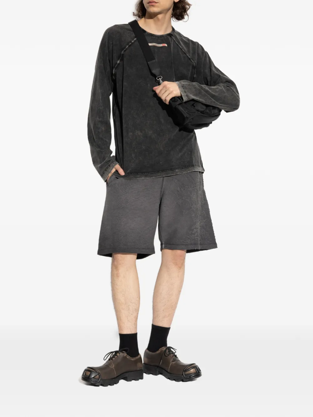 Diesel P-Rawcrow shorts met gerafeld effect Grijs