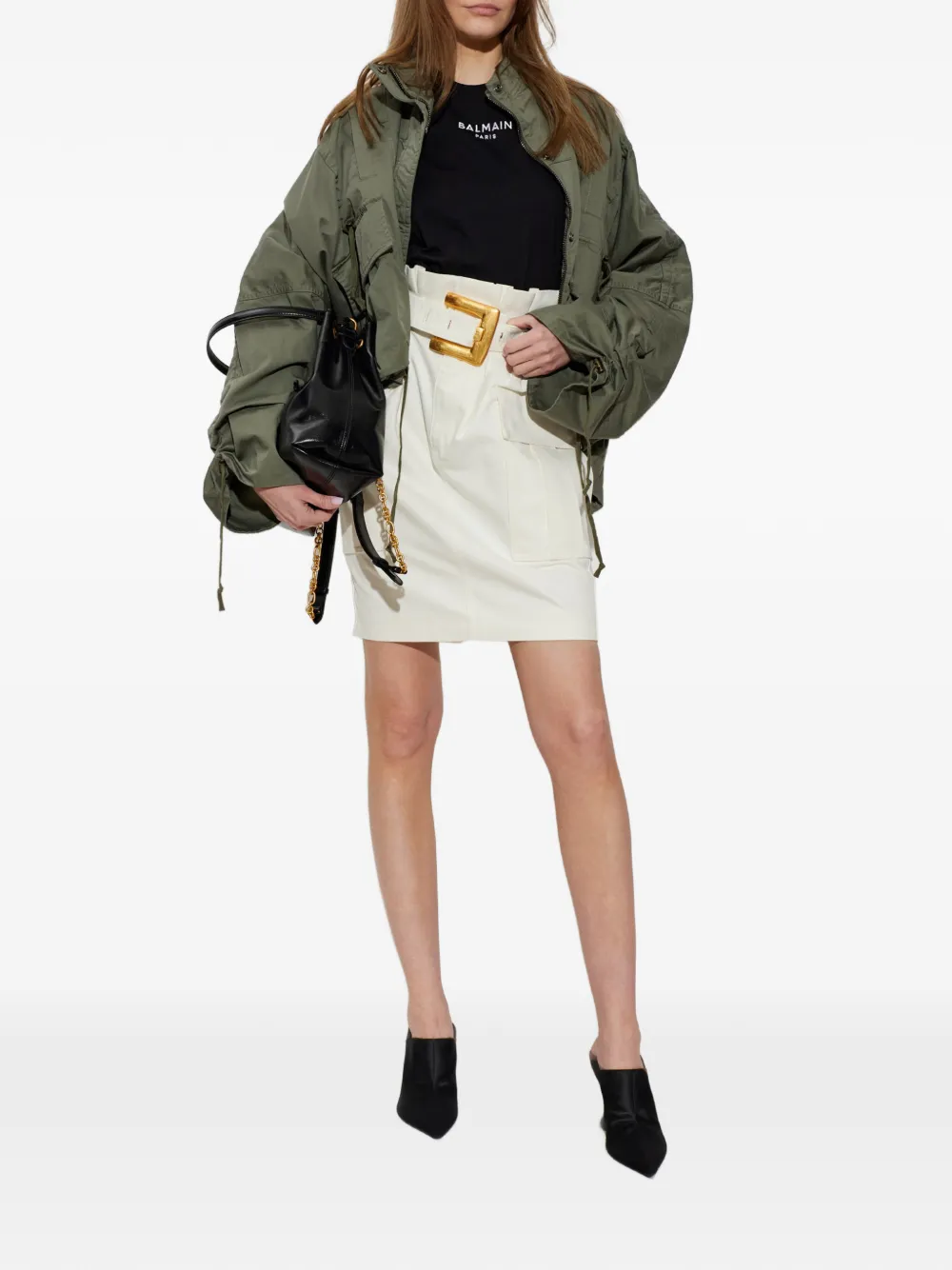 Balmain Cargo mini-rok met ceintuur Beige
