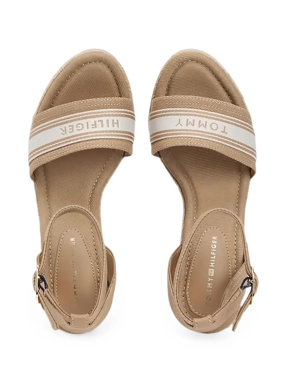 Tommy Hilfiger Webbing espadrilles met sleehak Beige