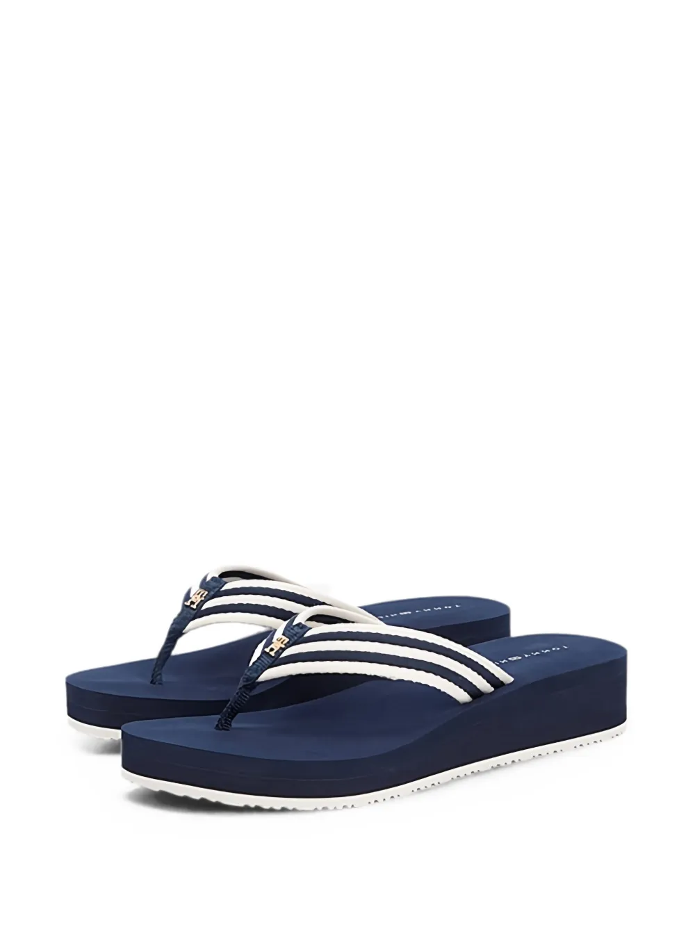 Tommy Hilfiger Teenslippers met plateauzool en streepdetail Blauw