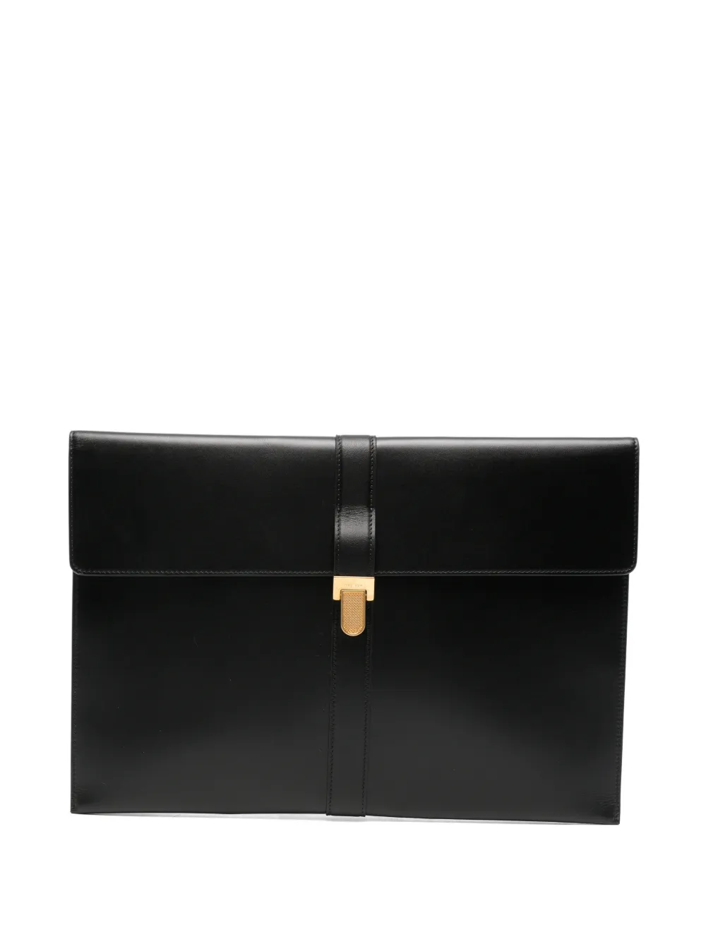 The Row Pre-Owned foldover leather clutch bag - Nero