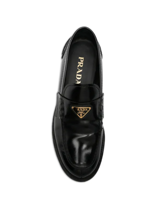 Prada Pre-Owned ロゴプレート ローファー | ブラック | FARFETCH JP