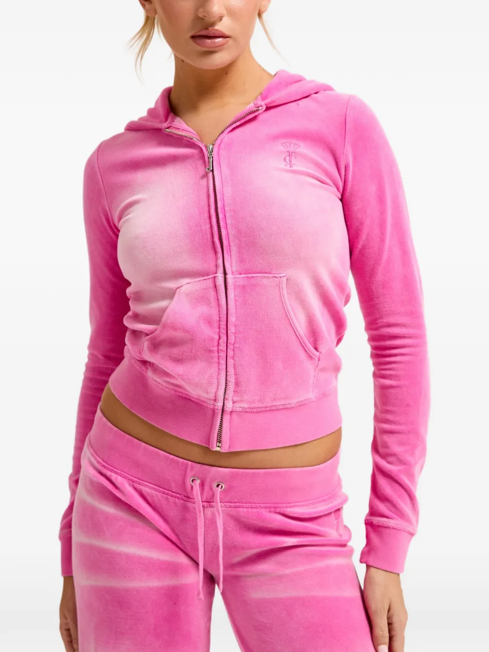 Juicy Couture Hoodie met rits en gewassen effect Roze