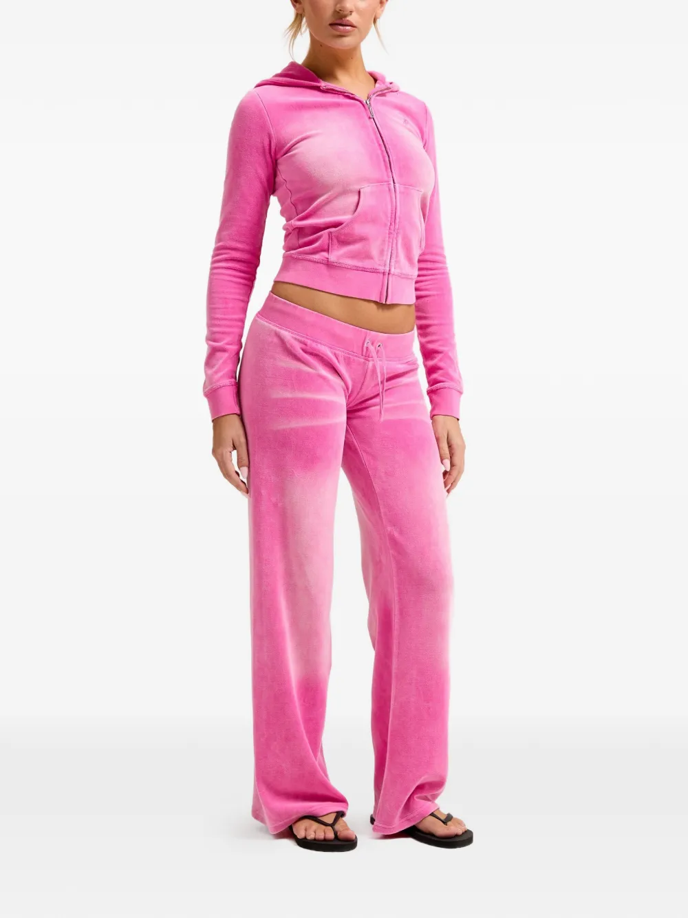 Juicy Couture Hoodie met rits en gewassen effect Roze