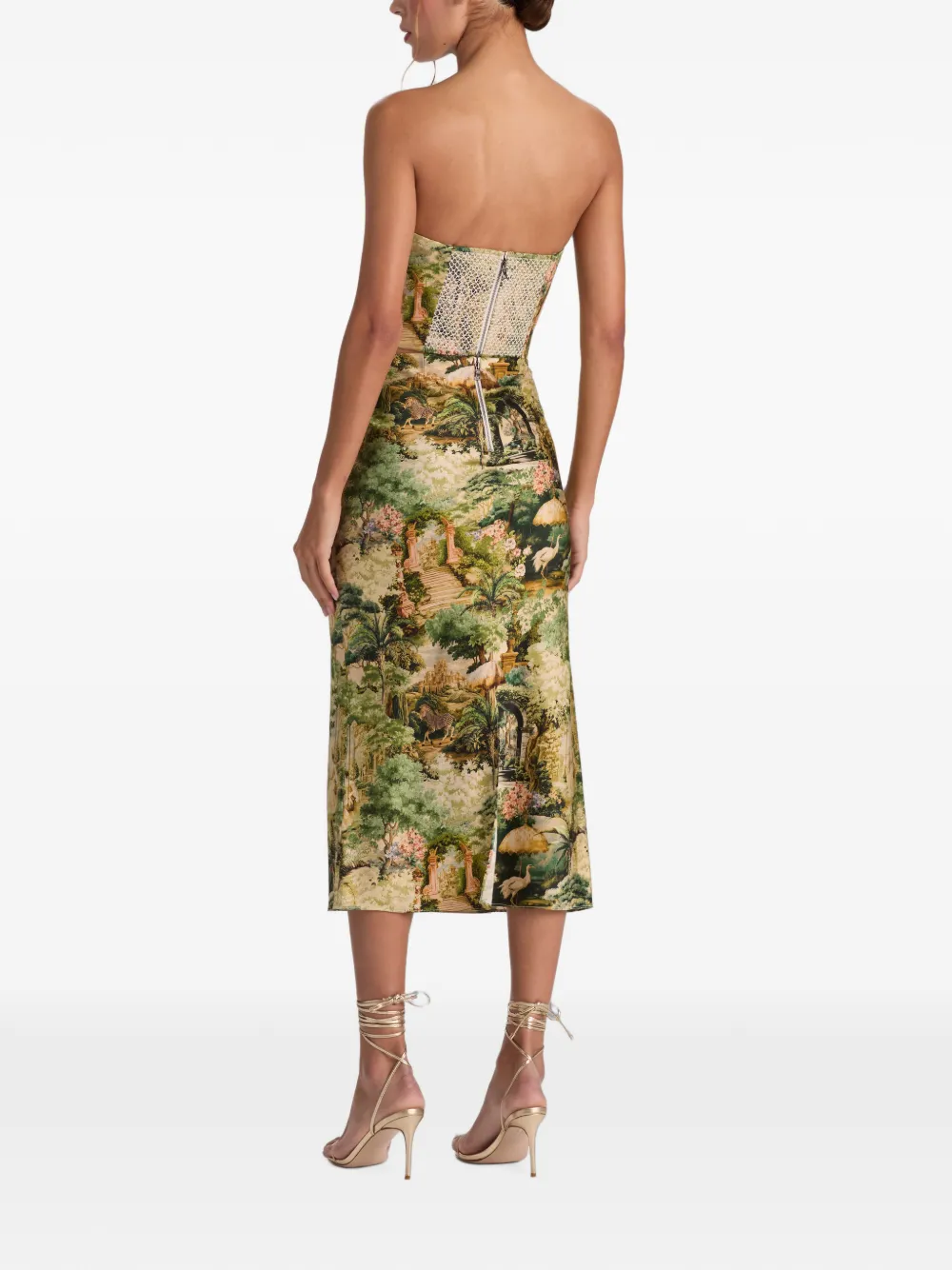 alice + olivia Ceresi gesmockte bandeau top met landschapsprint Groen