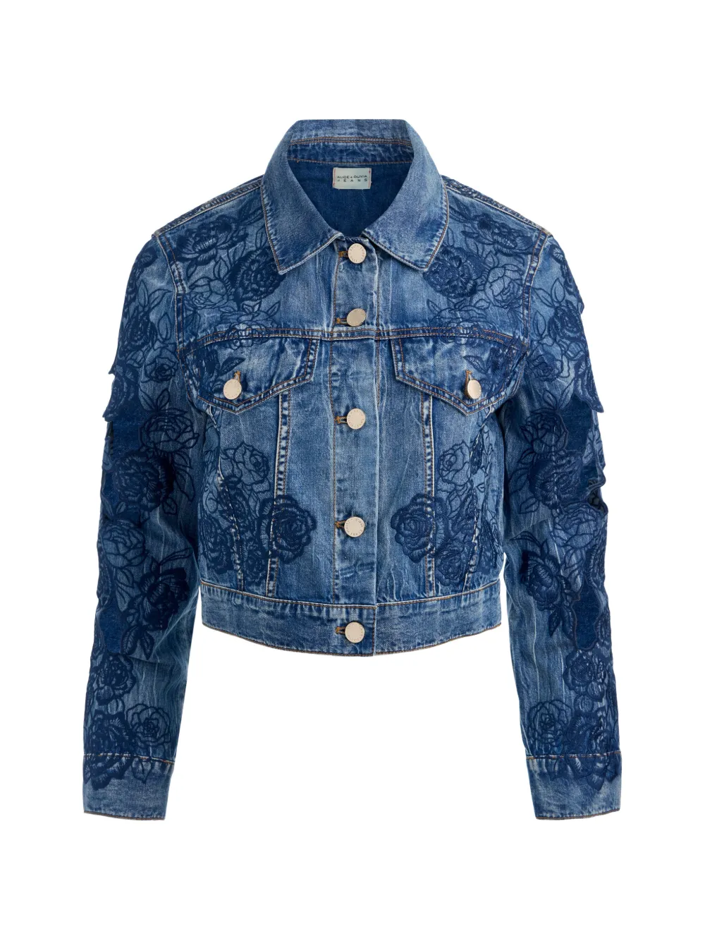 alice + olivia Chloe embroidered denim jacket - Blu