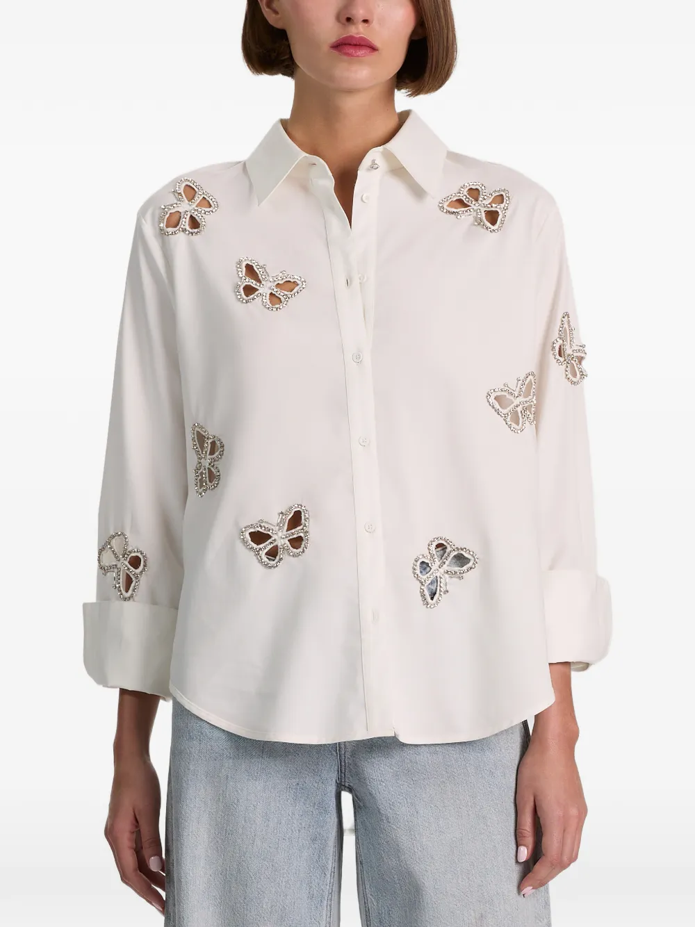 alice + olivia Finely blouse verfraaid met kristallen Wit