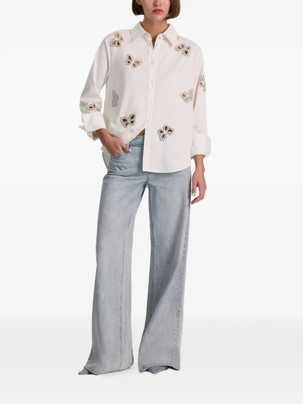 alice + olivia Finely blouse verfraaid met kristallen Wit