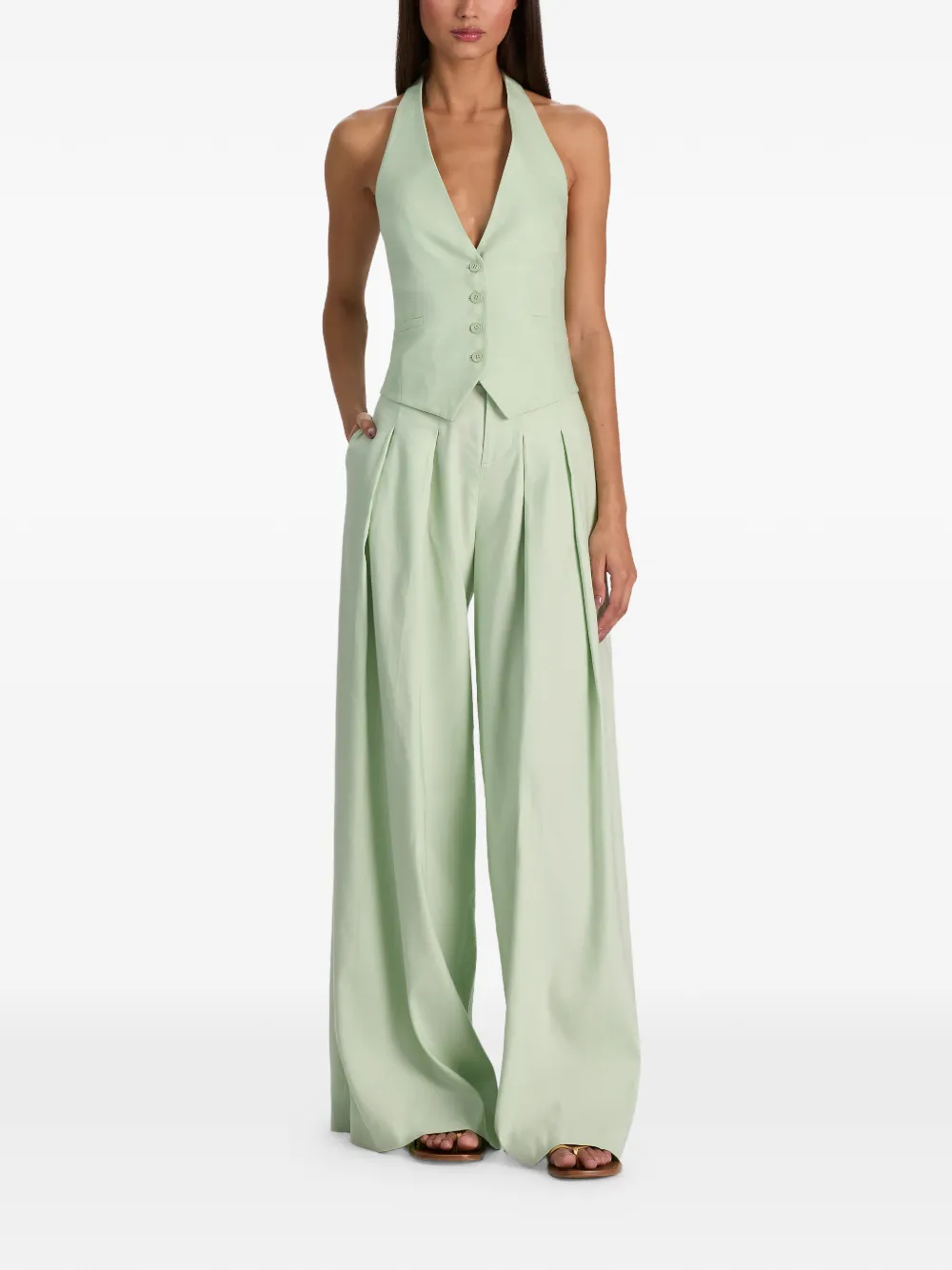 alice + olivia Erica gilet met halternek Groen