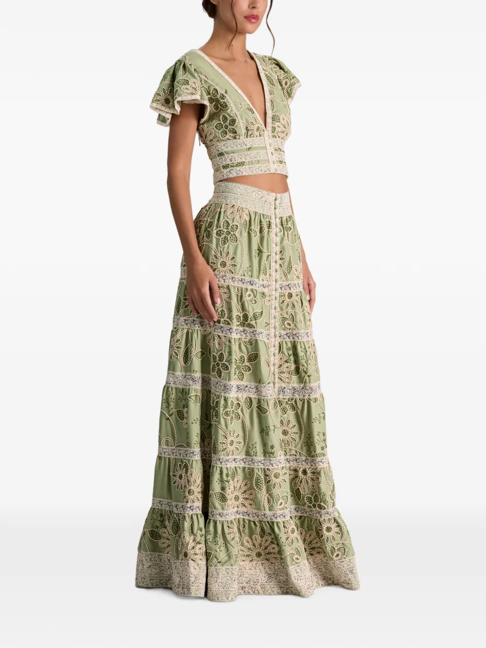 alice + olivia Keeley blouse met fladdermouwen Groen
