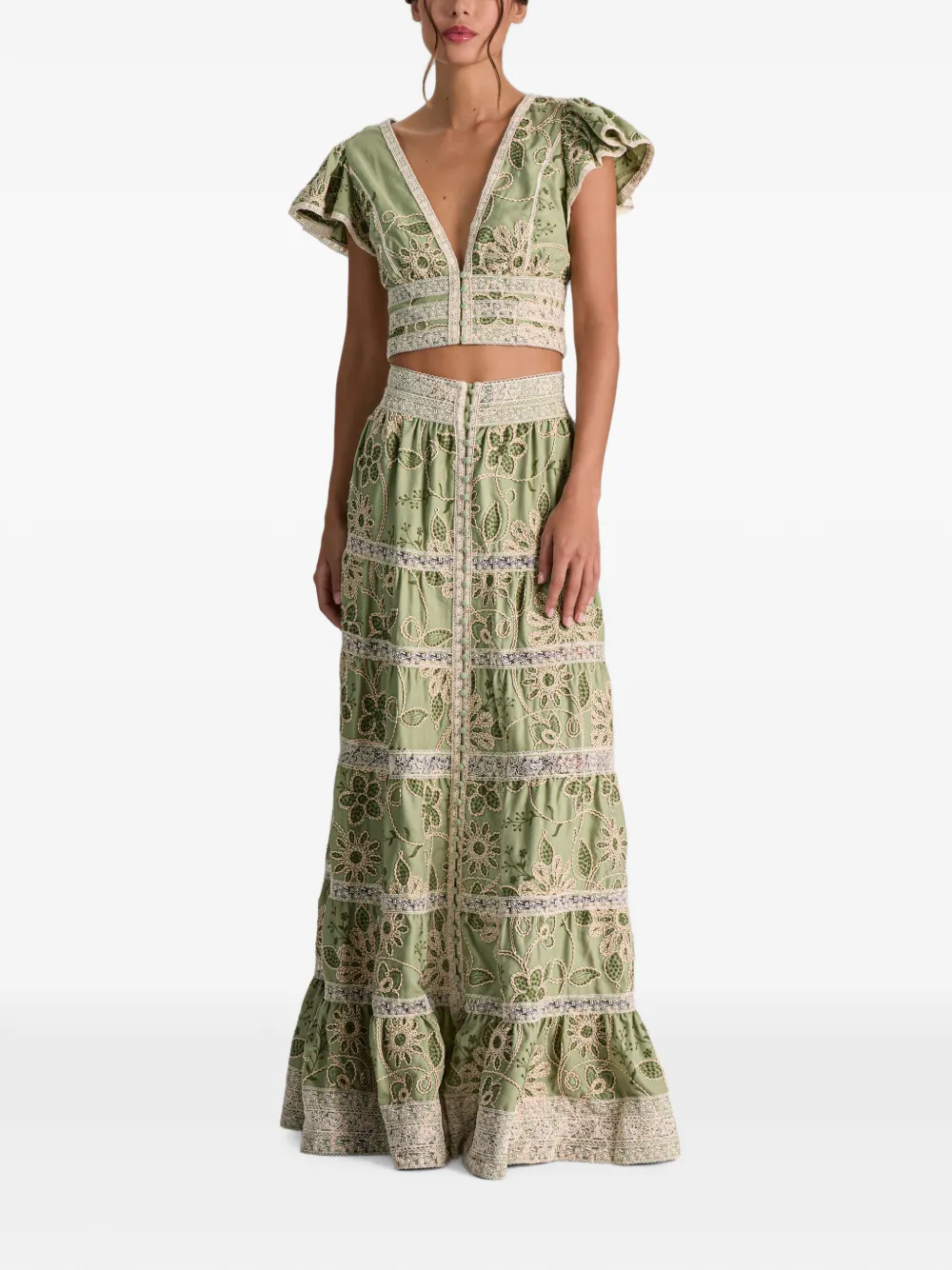 alice + olivia Keeley blouse met fladdermouwen Groen