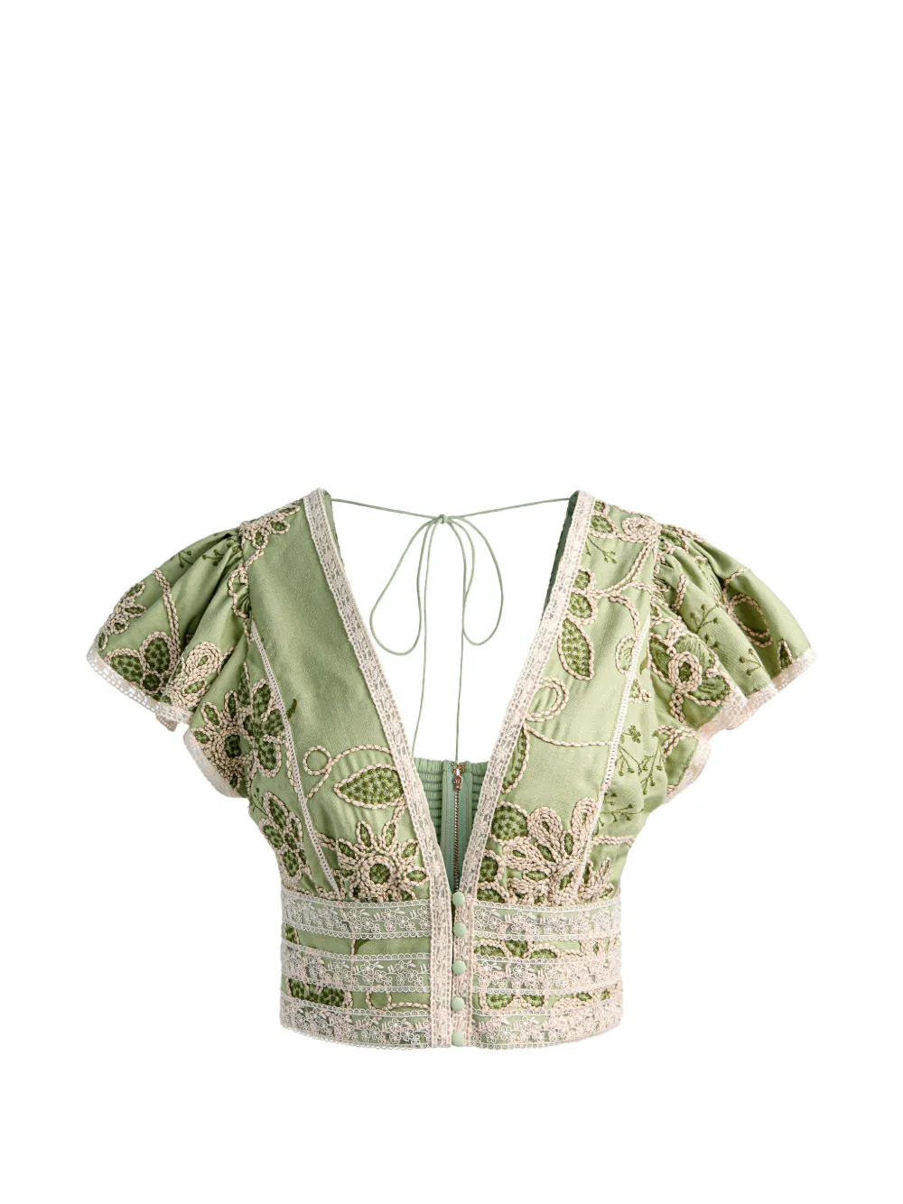 alice + olivia Keeley flutter-sleeve blouse - Verde
