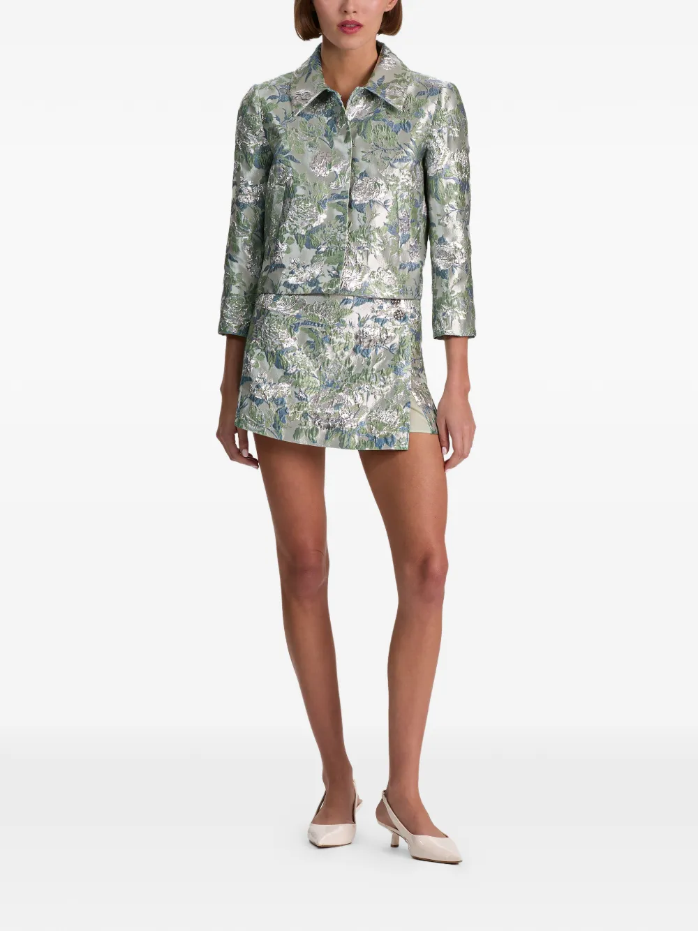 alice + olivia Weston jack met bloemen jacquard Groen