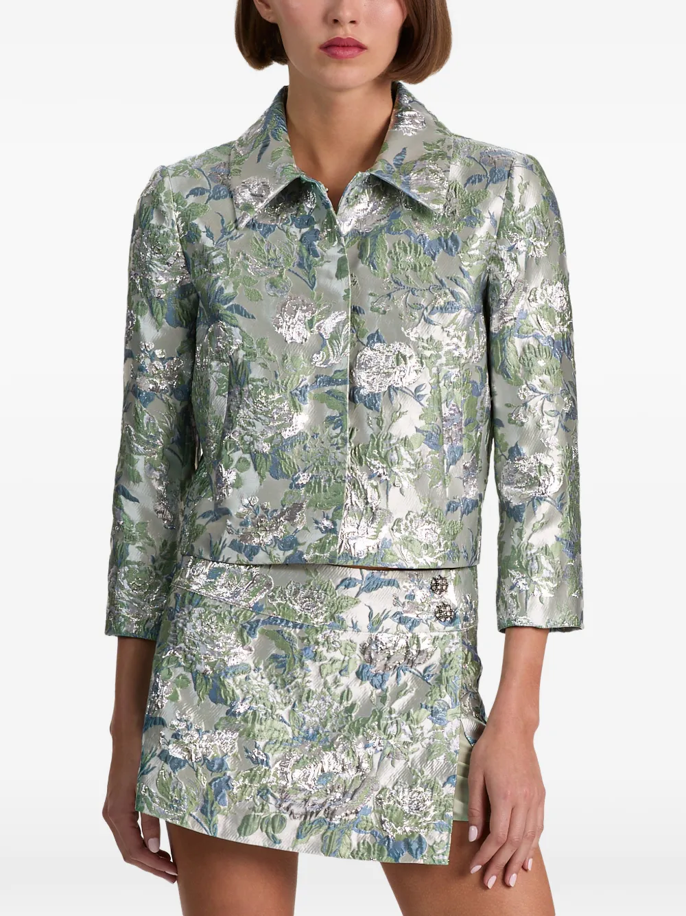 alice + olivia Weston jack met bloemen jacquard Groen