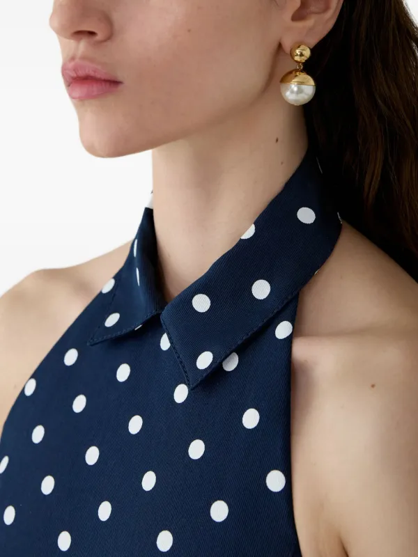 carolina herrera polka dot halter dress Carolina Herrera Polka-Dot Halter Shirtdress in Mocha Brown - Meghan Markle Dresses