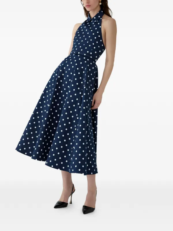 carolina herrera polka dot halter dress Carolina Herrera Polka Dot Ruffle Halter Maxi Dress Audrey's of Naples