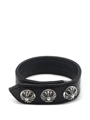 Chrome Hearts heart-embellished Leather Bracelet | Black | FARFETCH