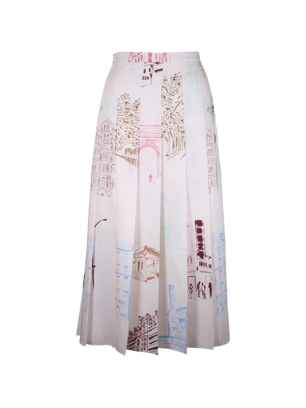 Lafayette 148 Manhattan-print pleated midi skirt - Bianco
