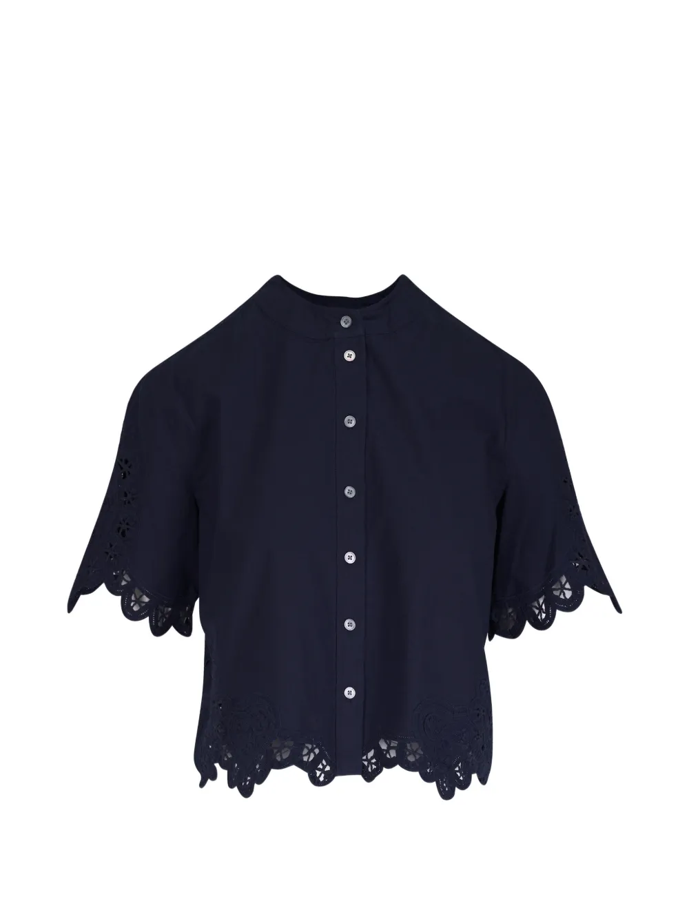 Veronica Beard broderie-anglaise scalloped-edge blouse - Blu