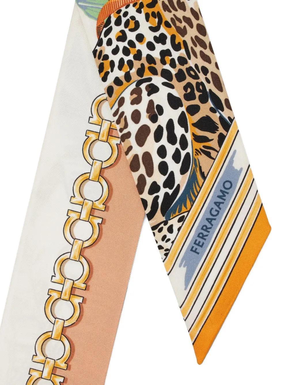 Ferragamo Zijden mini-bandeau met Felini-print Beige