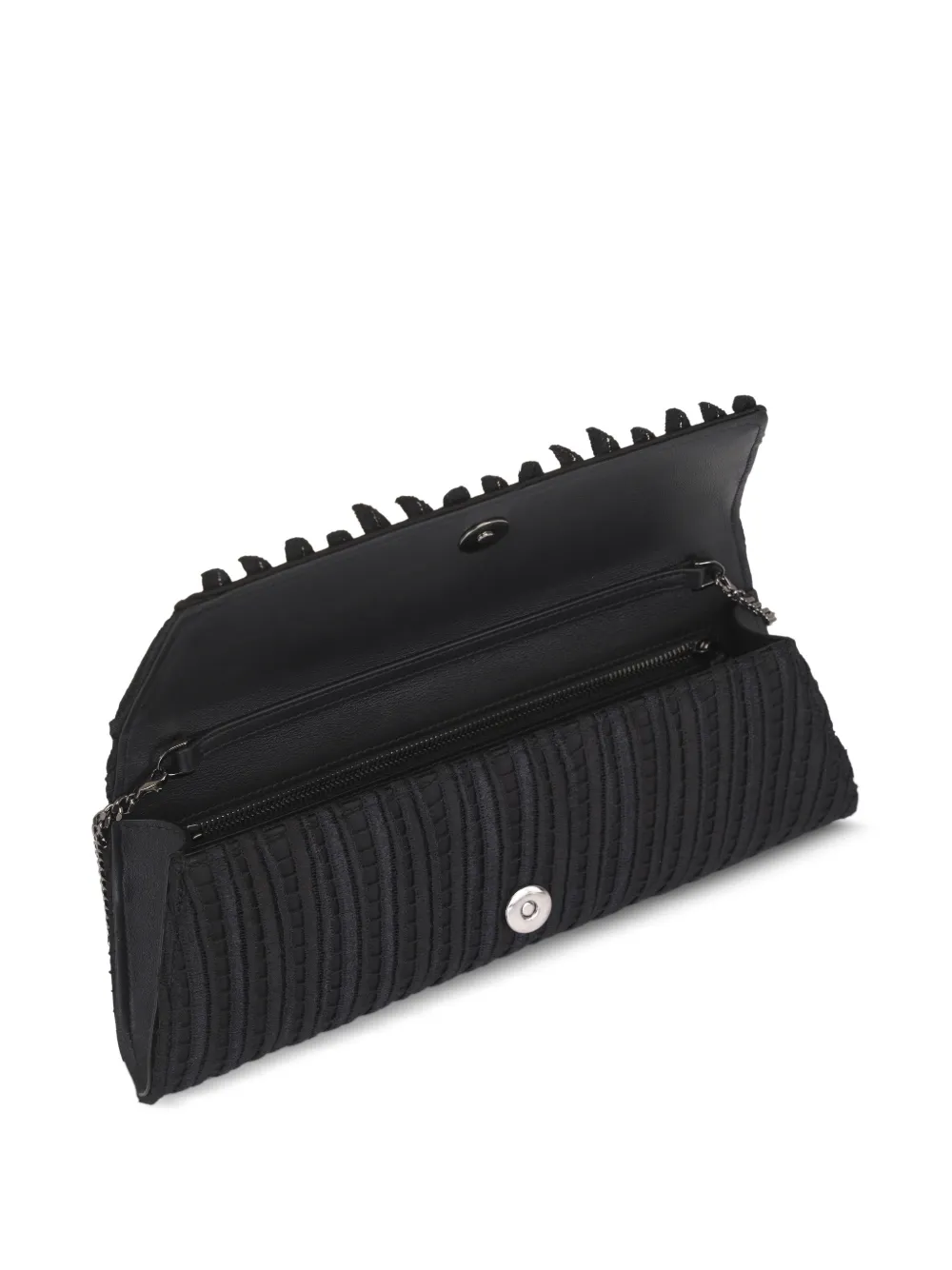 Akris Anouk geribbelde clutch met kettinghengsel Zwart