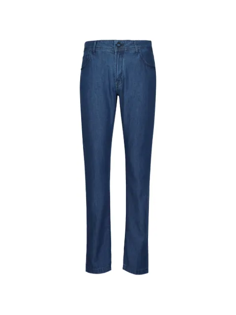 Kiton logo-patch jeans