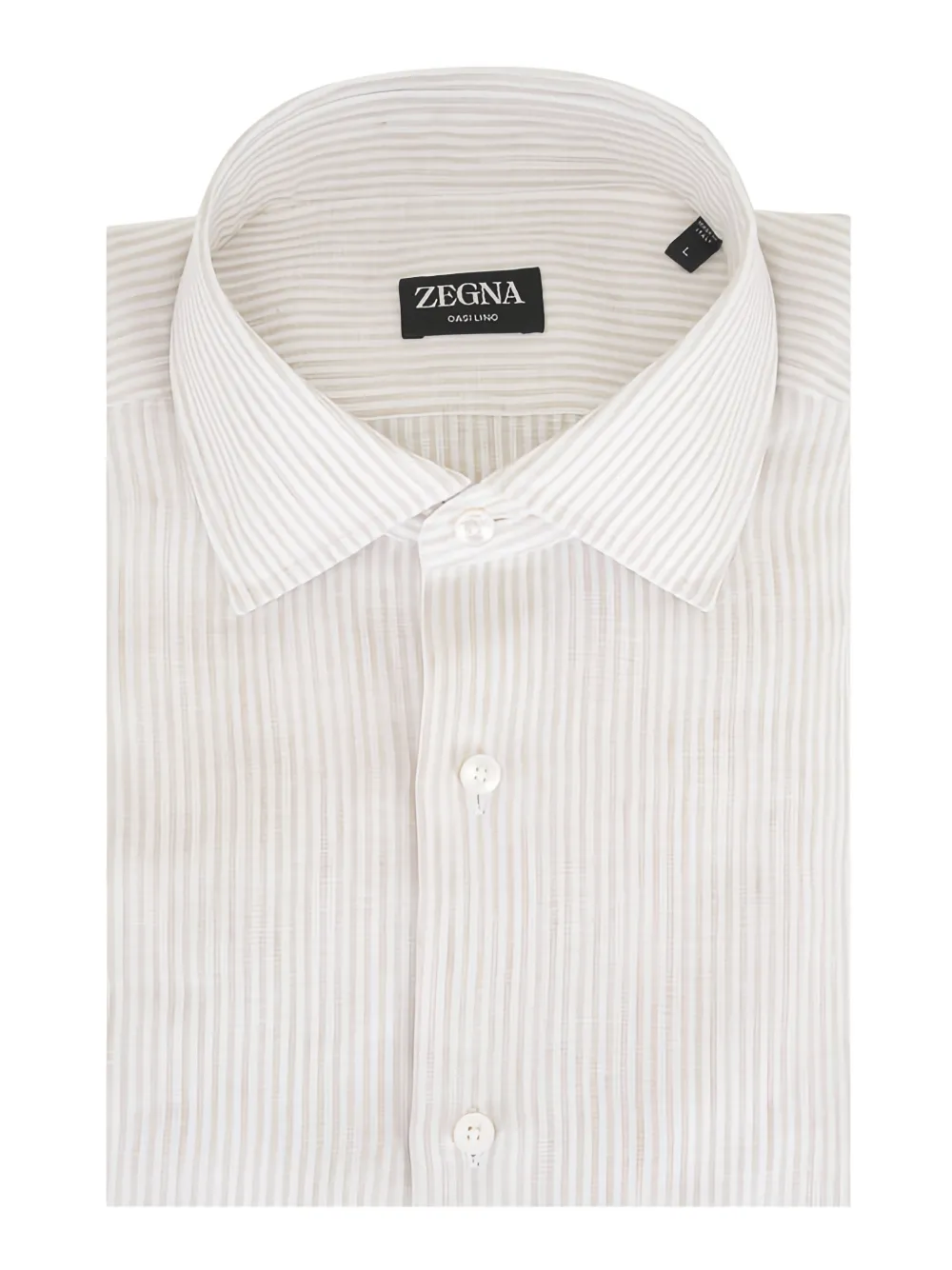 Zegna Oasi Lino gestreept overhemd Beige