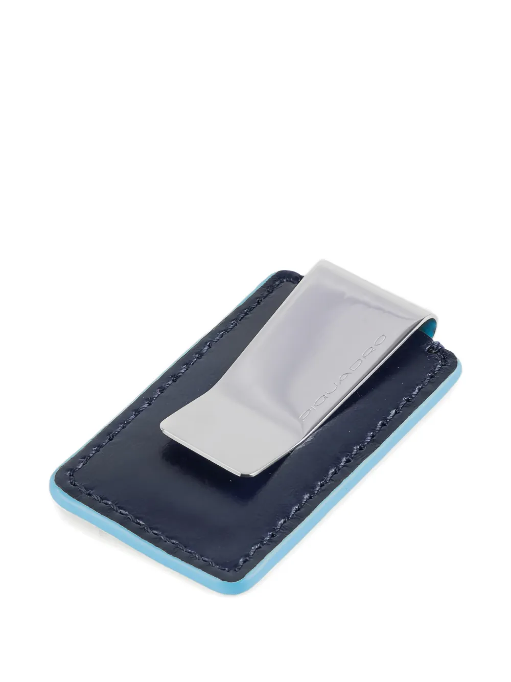 PIQUADRO Leren geldclip met gegraveerd logo Blauw