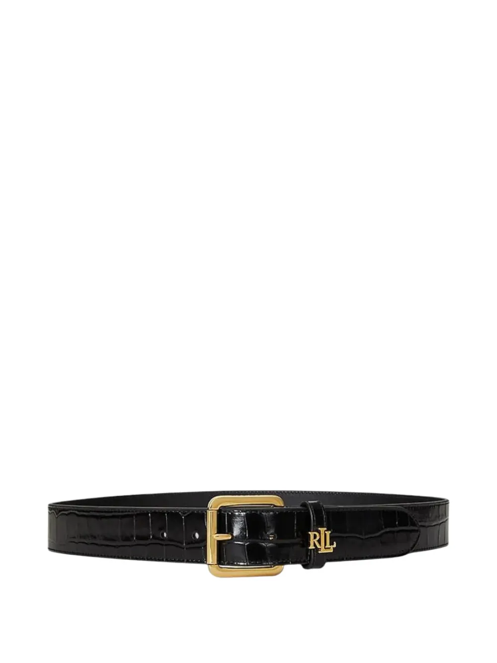 Lauren Ralph Lauren croc-effect logo-plaque belt - Nero