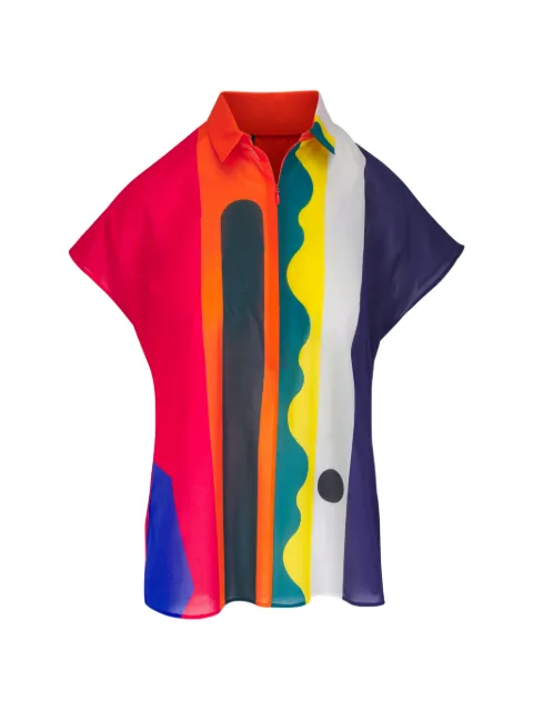 Akris abstract-print zip-fastening blouse
