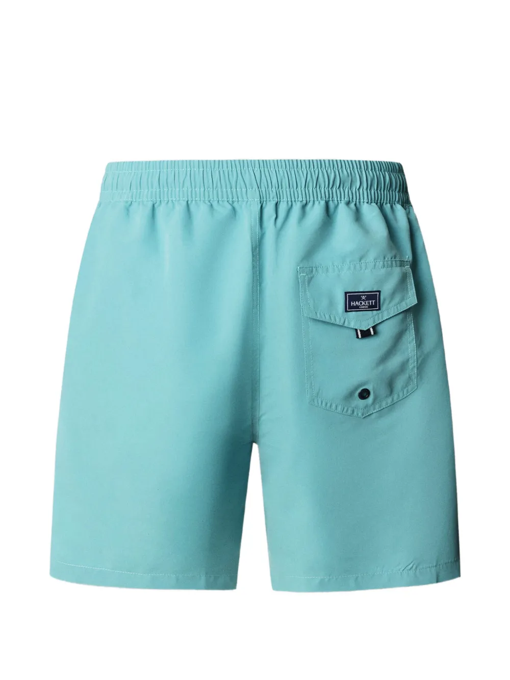Hackett Logo-patch Drawstring Swim Trunks In Metallic