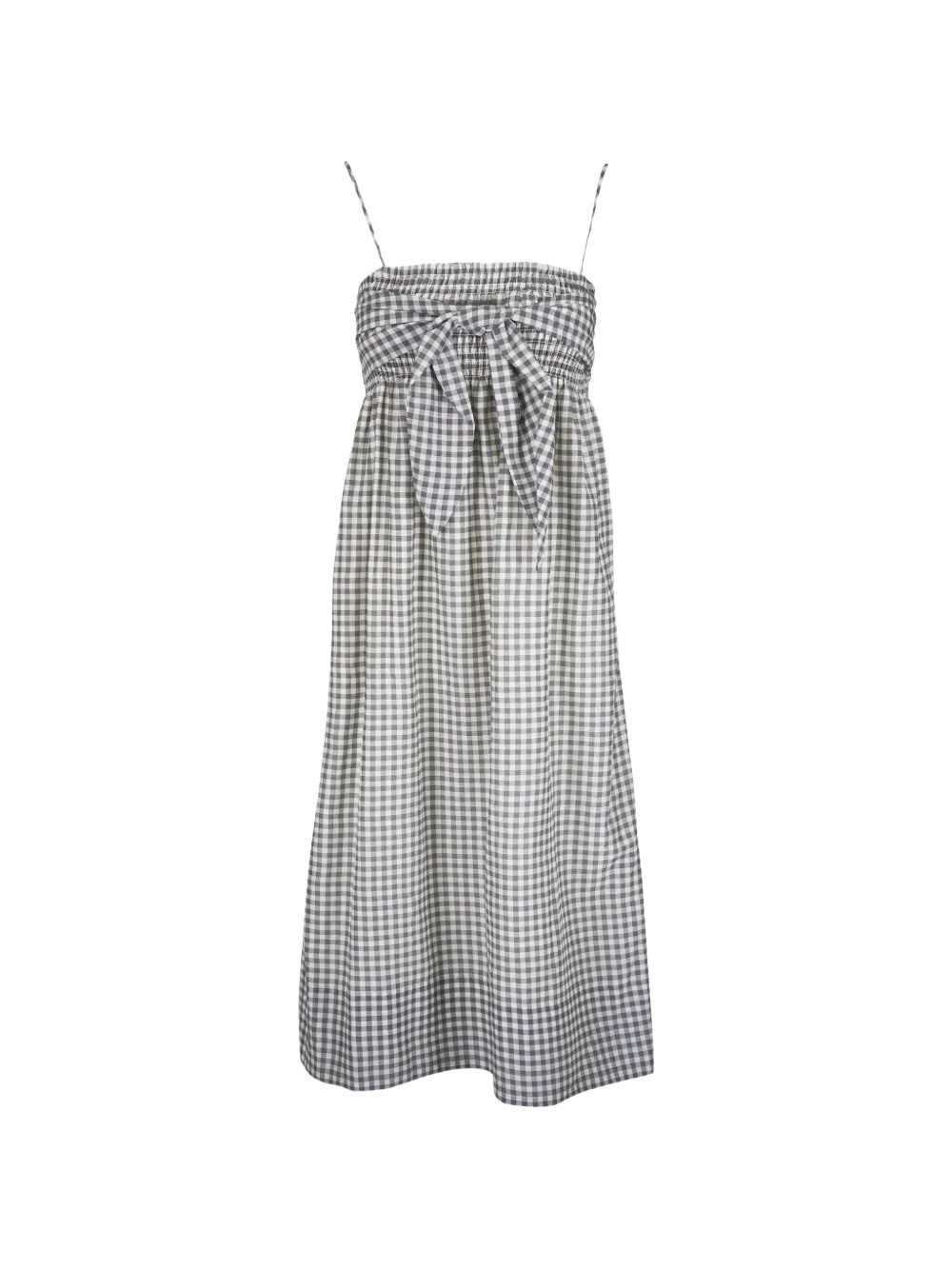 Vince gingham-check smocked midi dress - Grigio