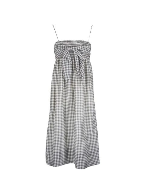 Vince gingham-check smocked midi dress
