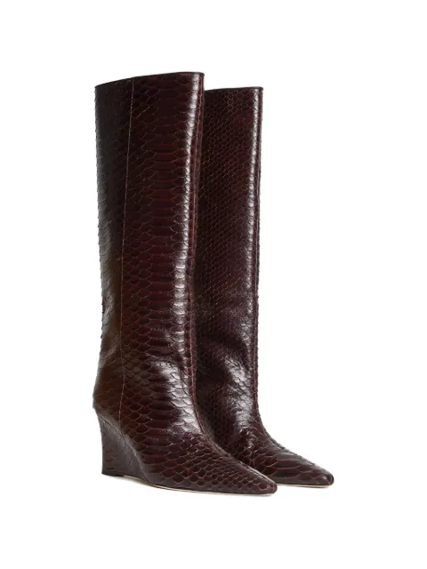 Cynthia Rowley snake-embossed leather wedge boots