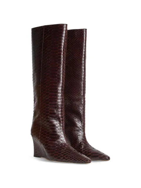 Cynthia Rowley snake-embossed leather wedge boots